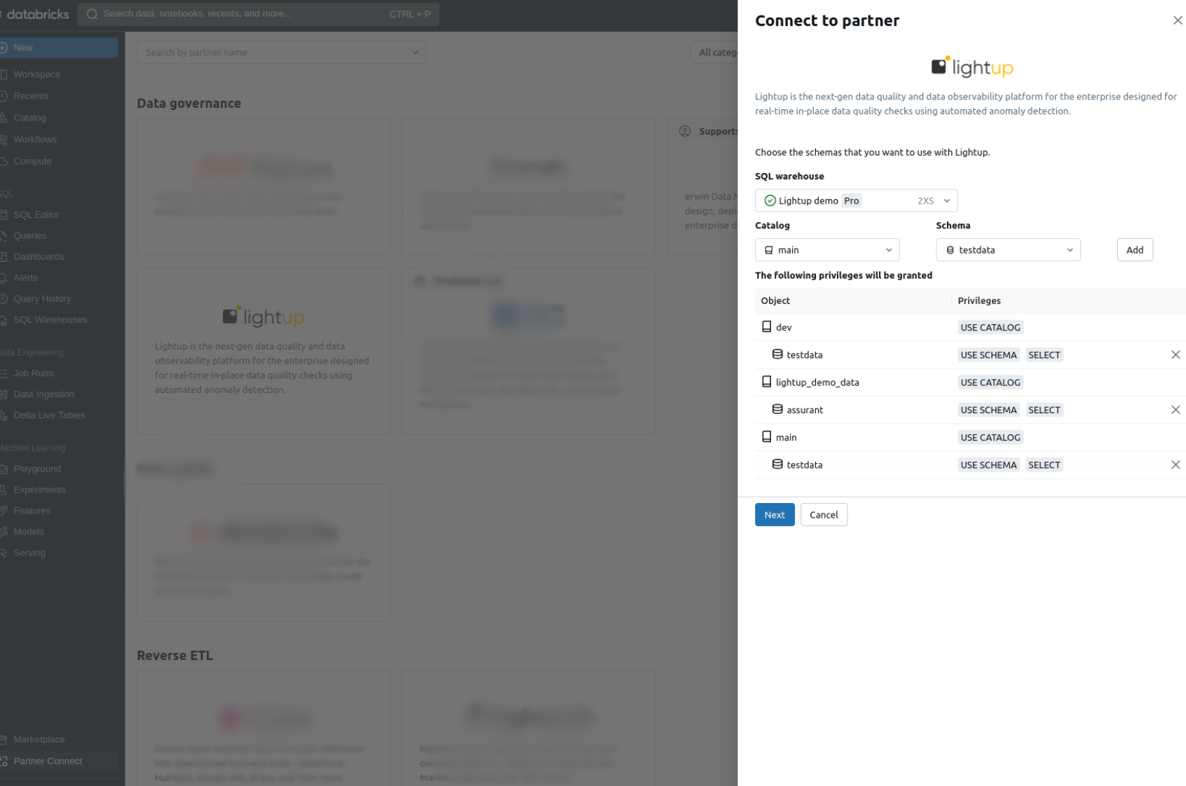 Connect Databricks Workspace Catalogs to Lightup without manual configurations.