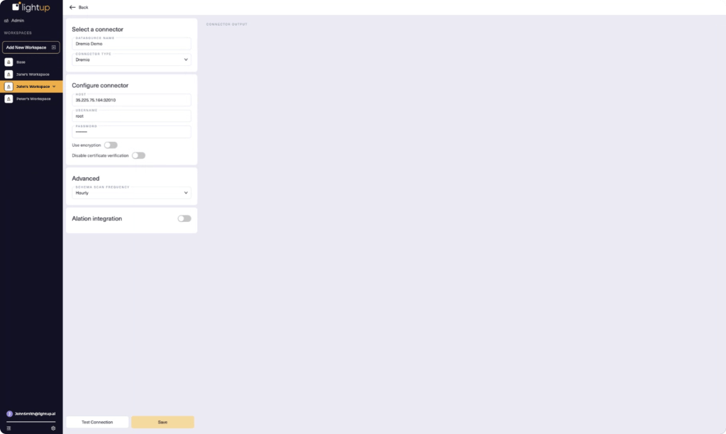 Lightup and Dremio integration — Data Quality checks across all connected data sources